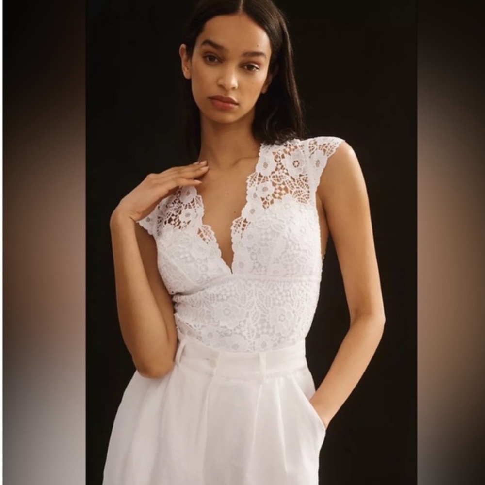 Sexy White Lace Bodysuit Anthro